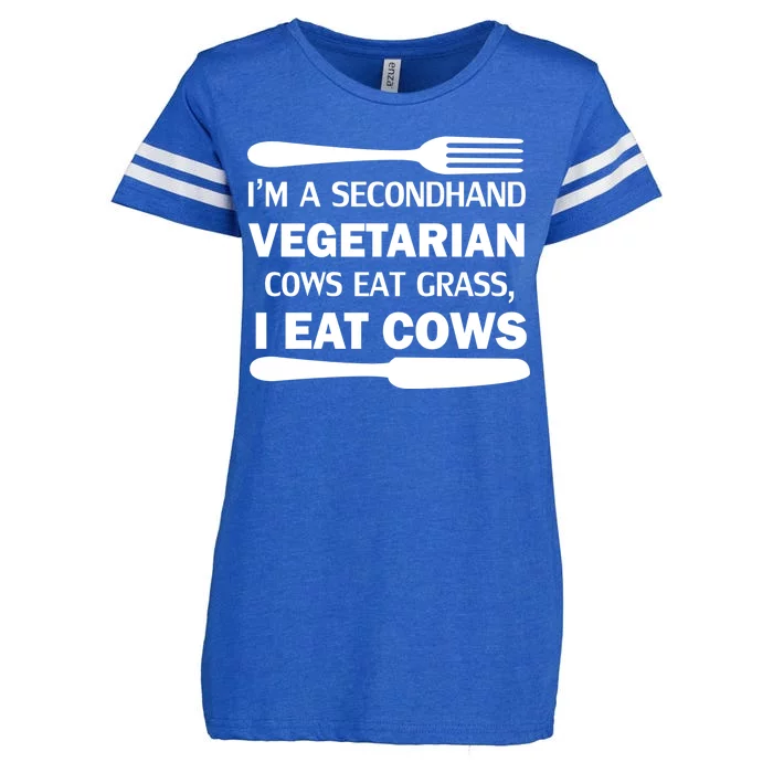 Secondhand Vegetarian Cows Eat Grass Enza Ladies Jersey Football T-Shirt