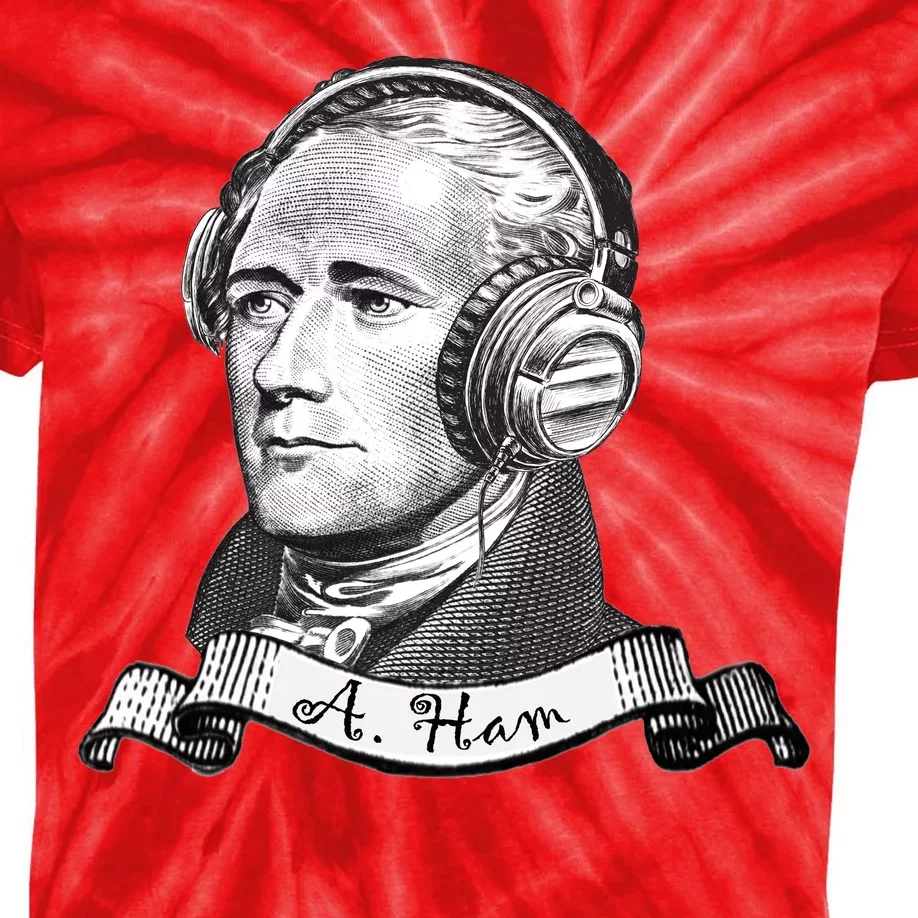 Secretary Alexander Hamilton A. Ham Headphones Kids Tie-Dye T-Shirt