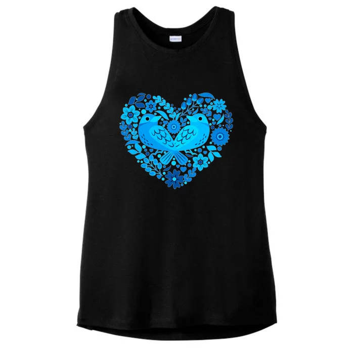 Secrets Blur Bird Heart Ladies Tri-Blend Wicking Tank