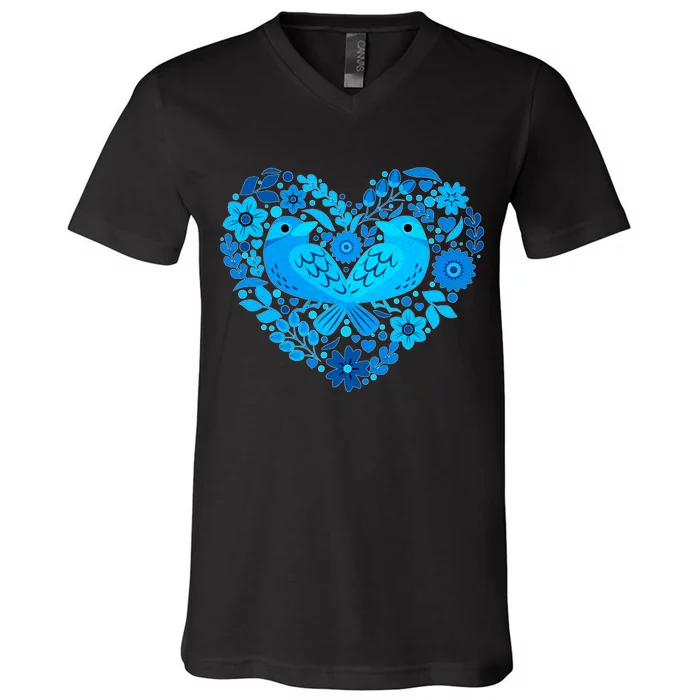 Secrets Blur Bird Heart V-Neck T-Shirt