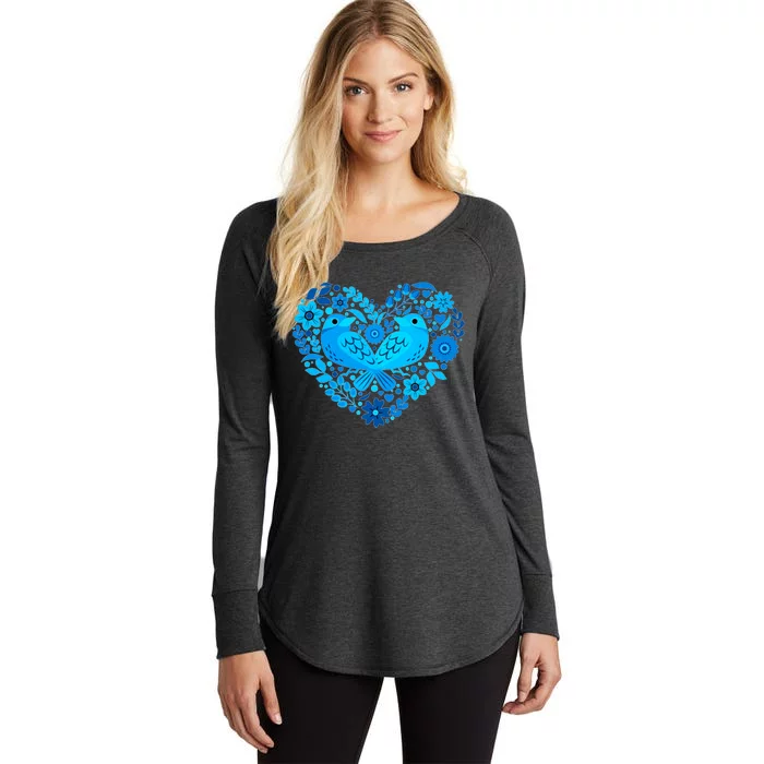 Secrets Blur Bird Heart Women's Perfect Tri Tunic Long Sleeve Shirt