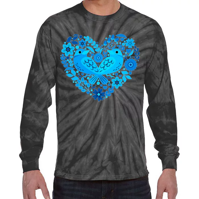 Secrets Blur Bird Heart Tie-Dye Long Sleeve Shirt