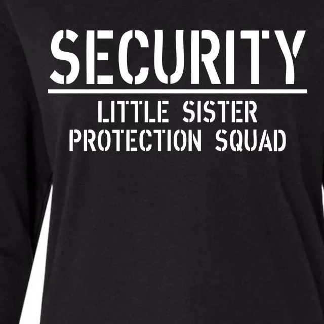 SECURITY Little Sister Protection Squad Funny Big Brother Womens Cotton Relaxed Long Sleeve T-Shirt