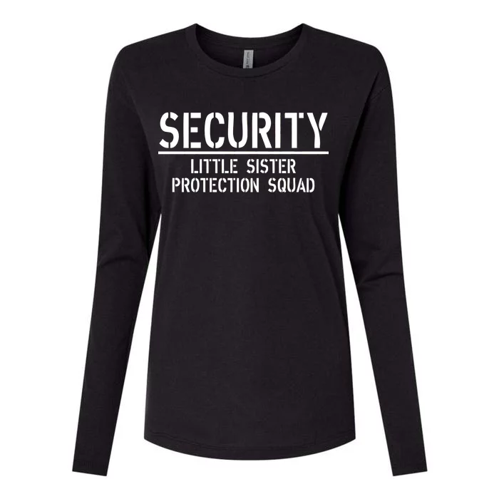 SECURITY Little Sister Protection Squad Funny Big Brother Womens Cotton Relaxed Long Sleeve T-Shirt