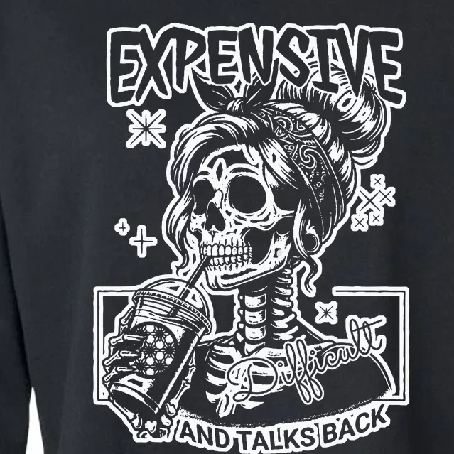 Skeleton Expensive Difficult And Talks Back Cropped Pullover Crew