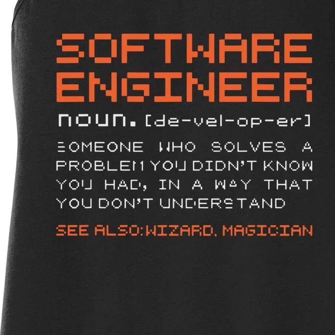 Software Engineer Developer Definition Programming Women's Racerback Tank