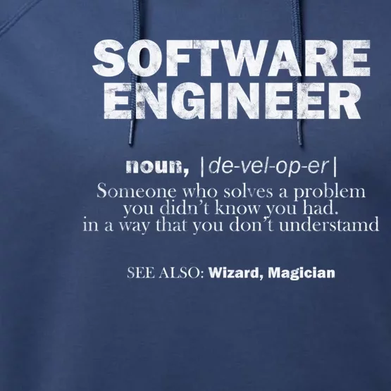 Software Engineer Definition Coder Cute Gift Performance Fleece Hoodie