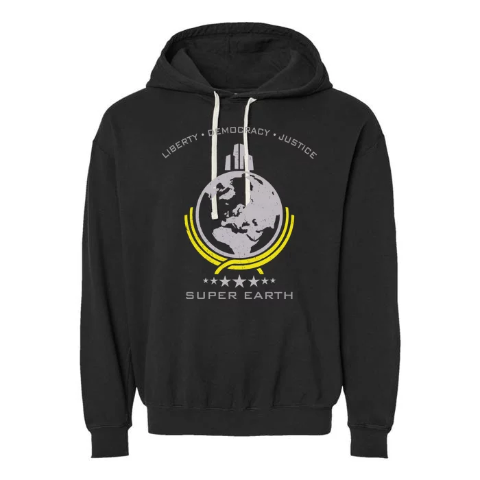 Super Earth Diving Into Hell For Liberty Garment-Dyed Fleece Hoodie