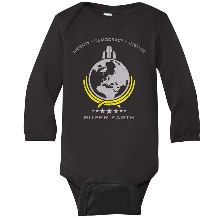 Super Earth Diving Into Hell For Liberty Baby Long Sleeve Bodysuit