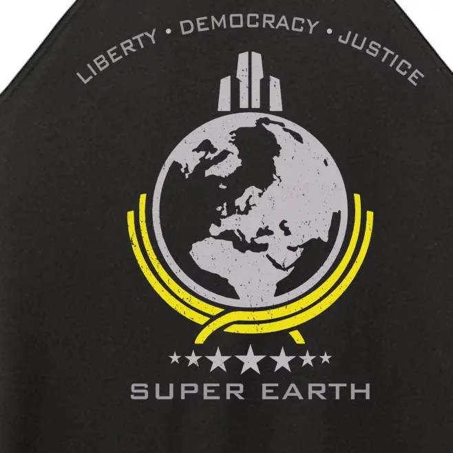 Super Earth Diving Into Hell For Liberty Women’s Perfect Tri Rocker Tank