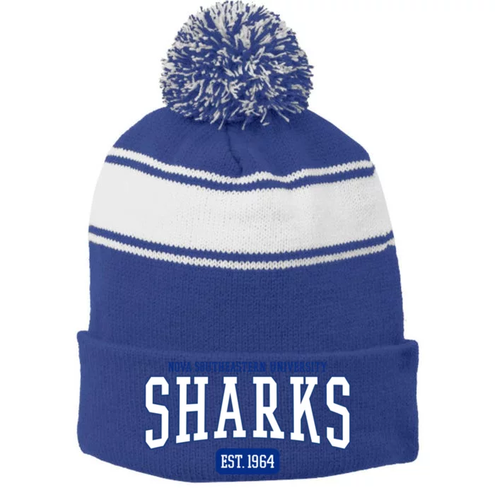 Sharks Est Date Meaningful Gift Stripe Pom Pom Beanie