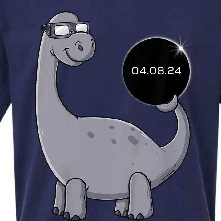 Solar Eclipse Dino 04.08.2024 Funny Sueded Cloud Jersey T-Shirt