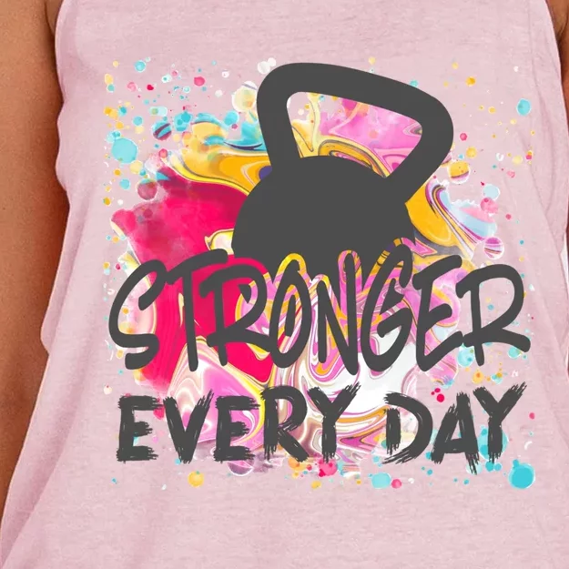 Stronger Every Day Workout And Fitness Gift Women's Knotted Racerback Tank