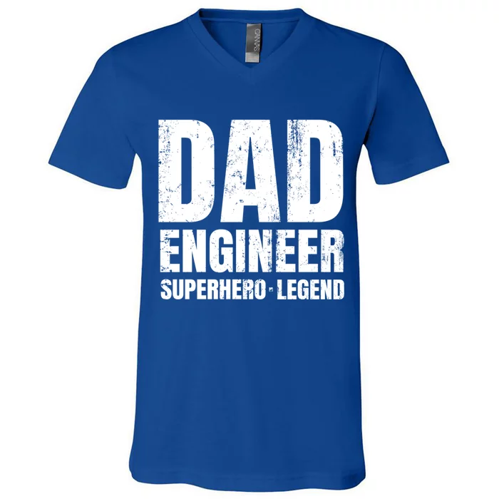 Superhero Engineer Dad Funny Gift Great Gift V-Neck T-Shirt