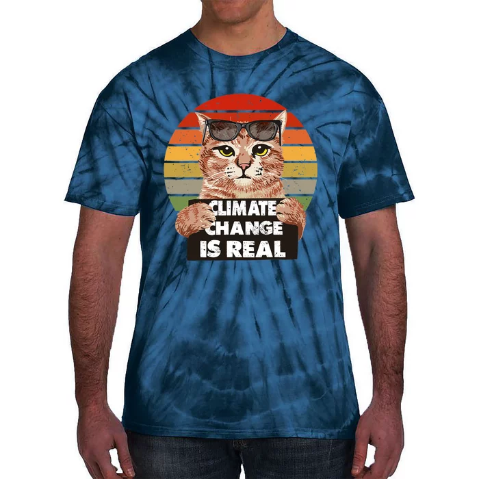 Science Earth Day Climate Change Vintage Funny Cat Mom Dad Tie-Dye T-Shirt