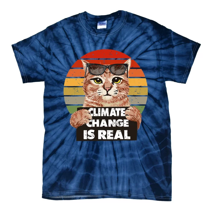 Science Earth Day Climate Change Vintage Funny Cat Mom Dad Tie-Dye T-Shirt