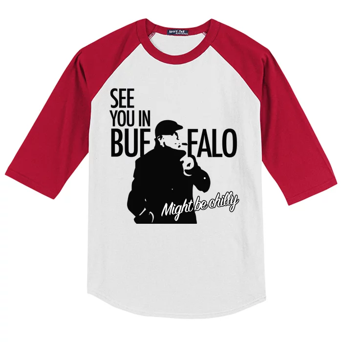 See You In Buffalo Might Be Chilly Kids Colorblock Raglan Jersey