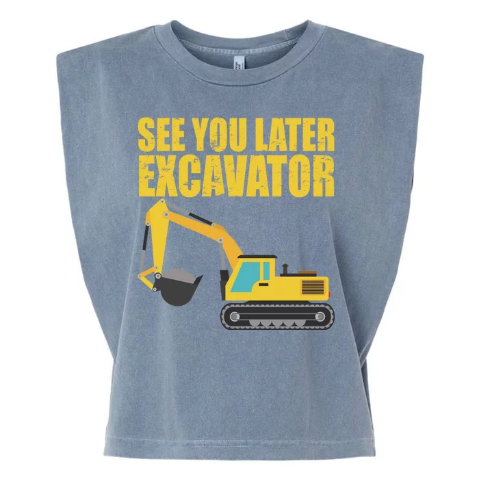 See You Later Excavator Garment-Dyed Women's Muscle Tee