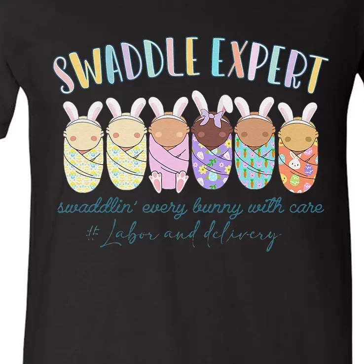 Swaddle Expert Easter Bunny Labor And Delivery Nurse Nicu V-Neck T-Shirt