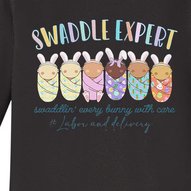 Swaddle Expert Easter Bunny Labor And Delivery Nurse Nicu Baby Long Sleeve Bodysuit