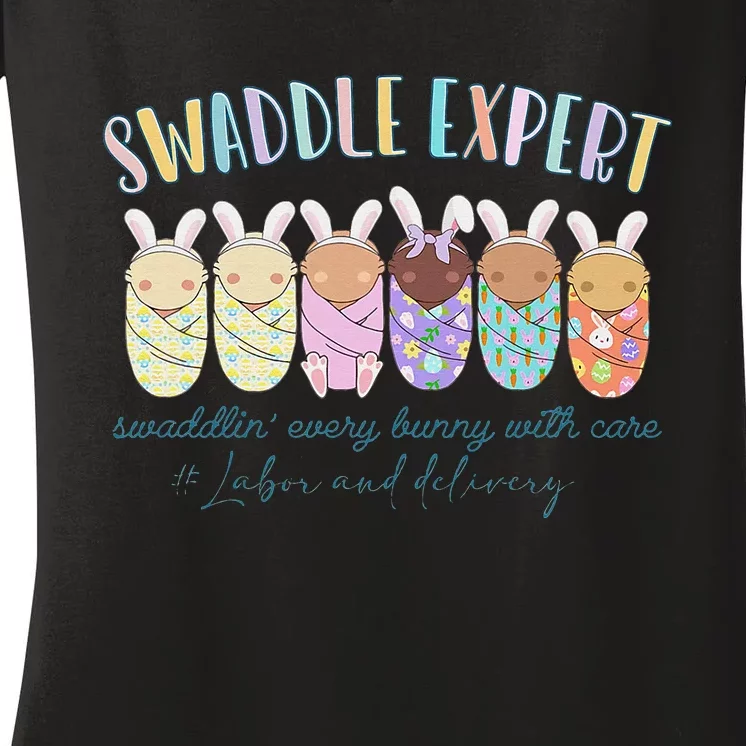 Swaddle Expert Easter Bunny Labor And Delivery Nurse Nicu Women's V-Neck T-Shirt