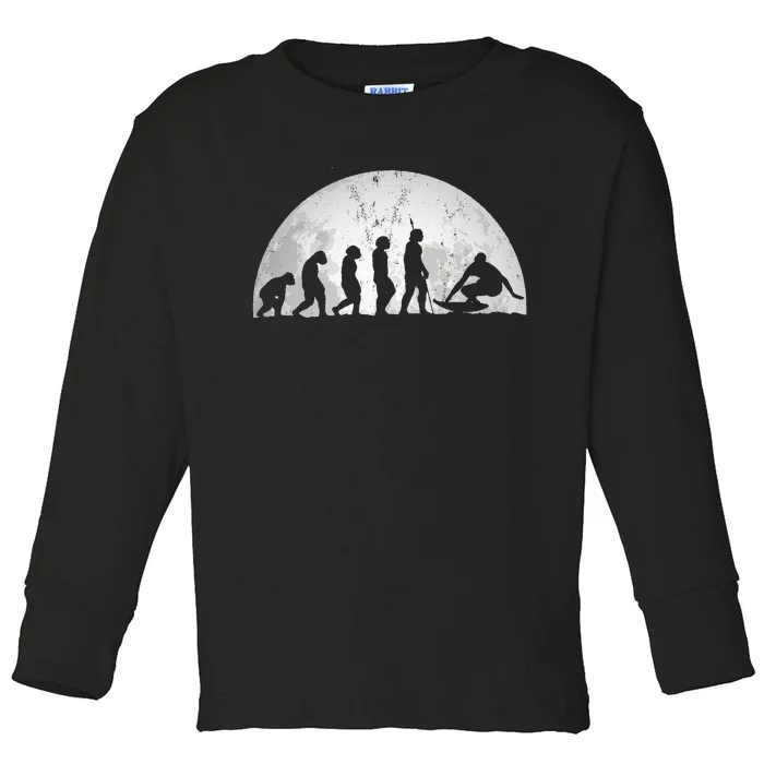 Surfing Evolution Evolution Of Man Surfer Toddler Long Sleeve Shirt