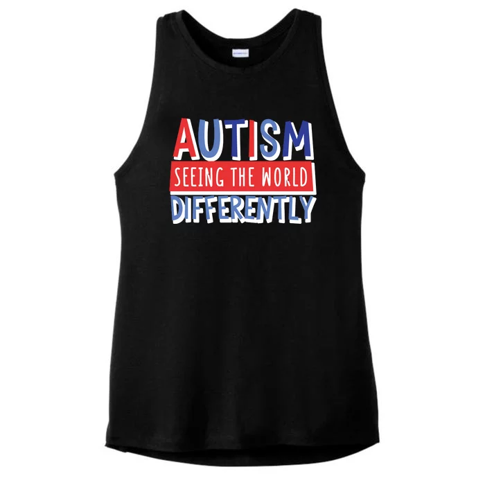 Seeing The World Differently Autism Awareness Ladies Tri-Blend Wicking Tank