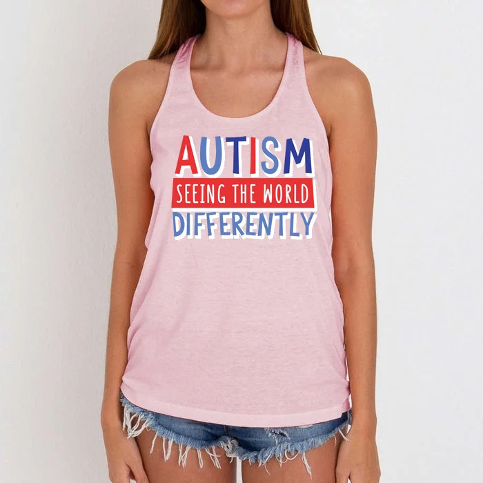 Seeing The World Differently Autism Awareness Women's Knotted Racerback Tank