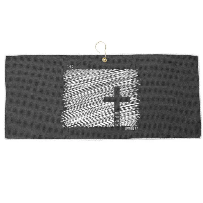 Seek And You Will Find Matthew 7:7 Large Microfiber Waffle Golf Towel