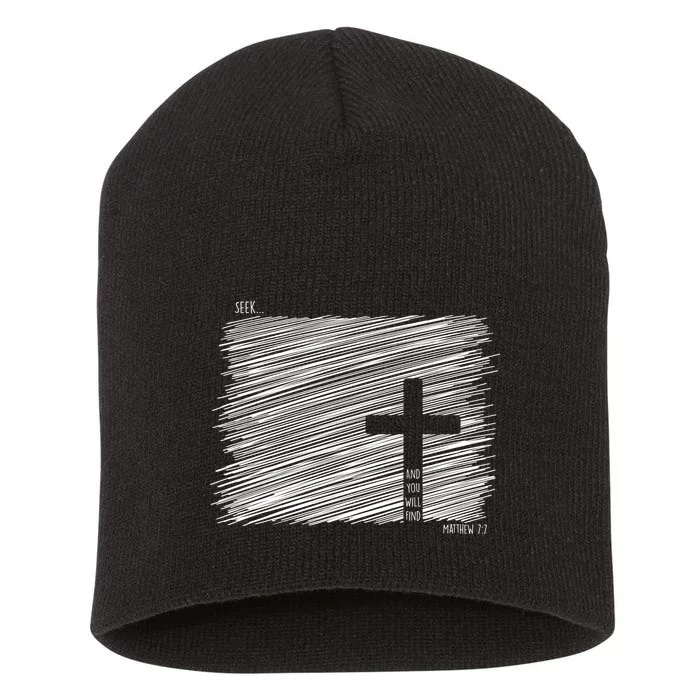 Seek And You Will Find Matthew 7:7 Short Acrylic Beanie