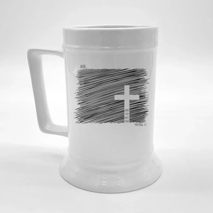 Seek And You Will Find Matthew 7:7 Front & Back Beer Stein