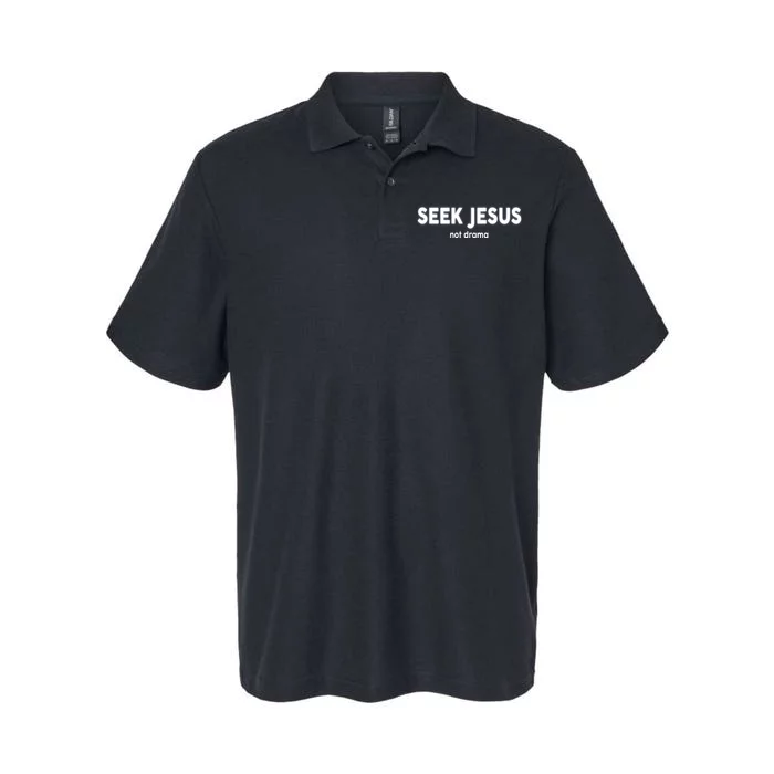 Seek Jesus Not Drama Softstyle Adult Sport Polo