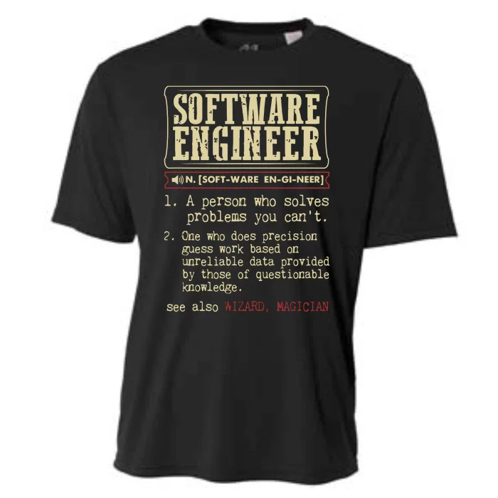 Software Engineer Funny Dictionary Definition Cooling Performance Crew T-Shirt