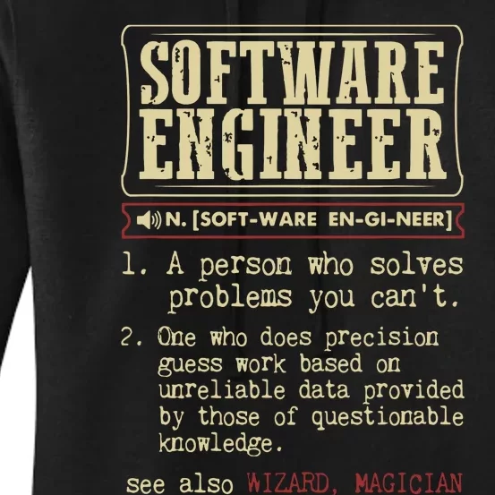 Software Engineer Funny Dictionary Definition Women's Pullover Hoodie