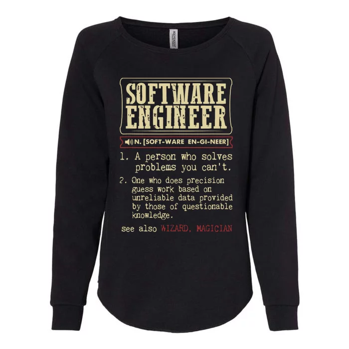 Software Engineer Funny Dictionary Definition Womens California Wash Sweatshirt