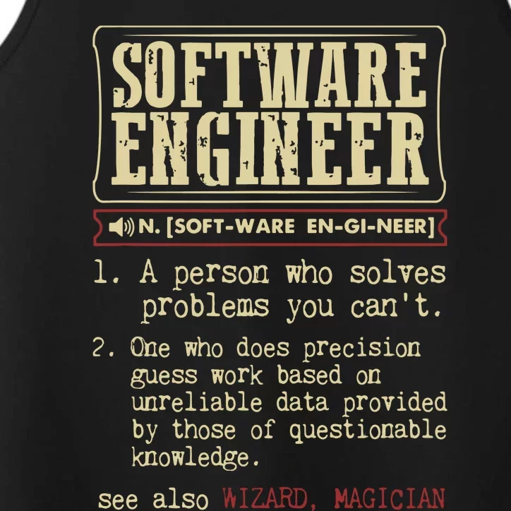 Software Engineer Funny Dictionary Definition Performance Tank