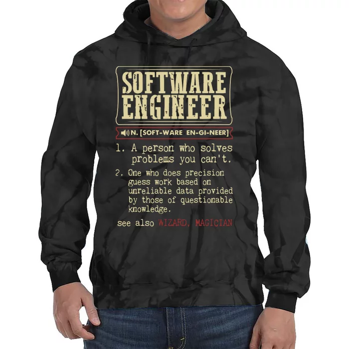 Software Engineer Funny Dictionary Definition Tie Dye Hoodie