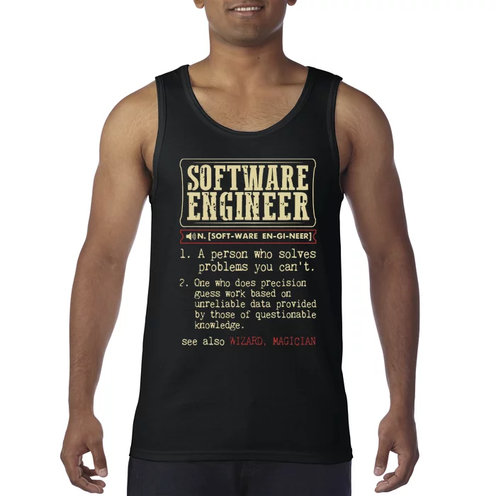 Software Engineer Funny Dictionary Definition Tank Top