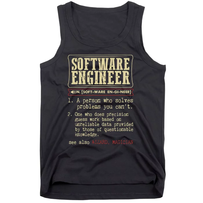 Software Engineer Funny Dictionary Definition Tank Top