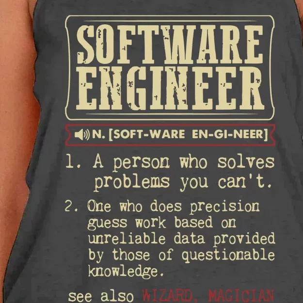 Software Engineer Funny Dictionary Definition Women's Knotted Racerback Tank