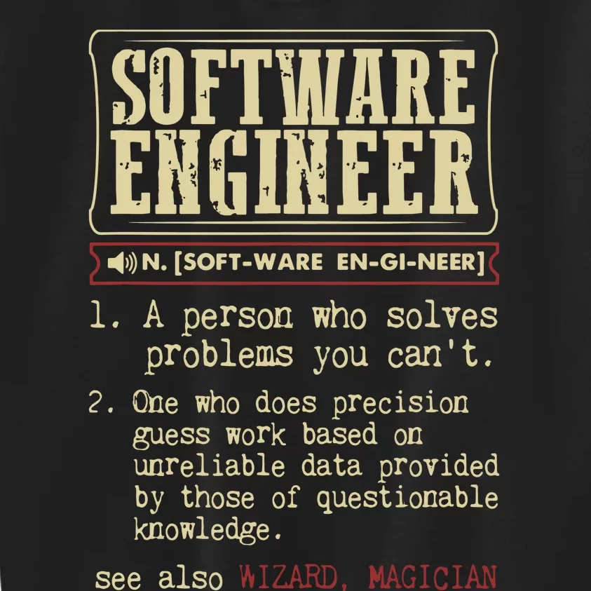 Software Engineer Funny Dictionary Definition Kids Sweatshirt