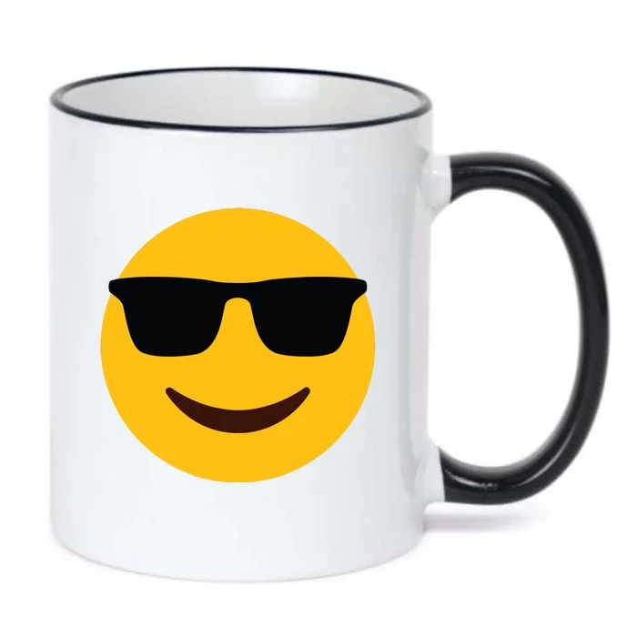 Smiling Emoticon Face With Sunglasses Black Color Changing Mug