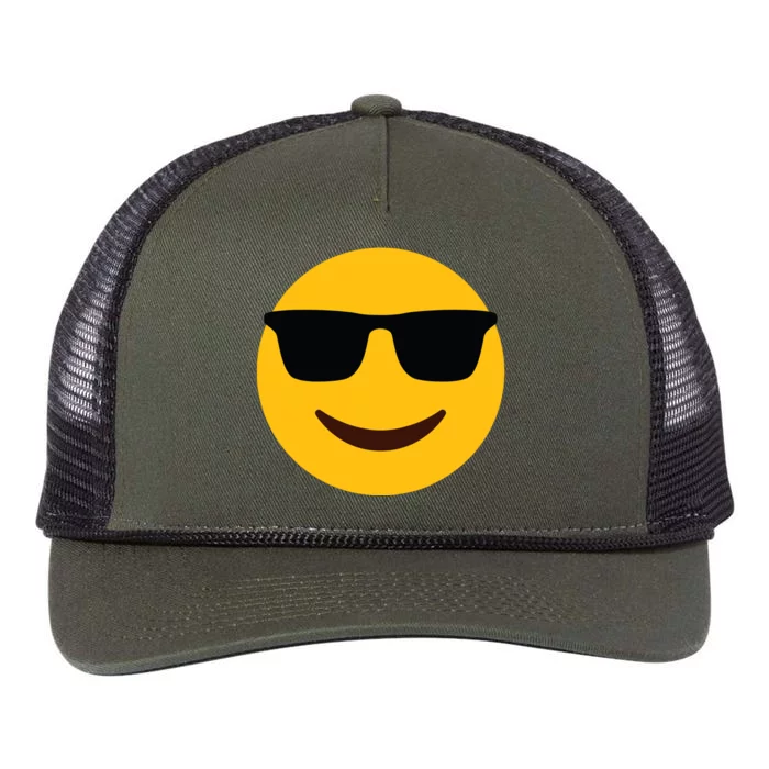 Smiling Emoticon Face With Sunglasses Retro Rope Trucker Hat Cap