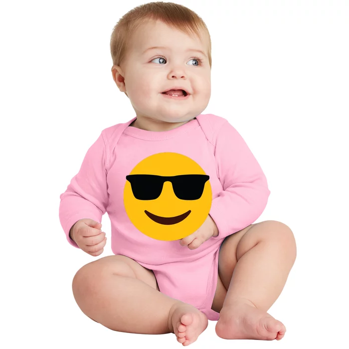 Smiling Emoticon Face With Sunglasses Baby Long Sleeve Bodysuit