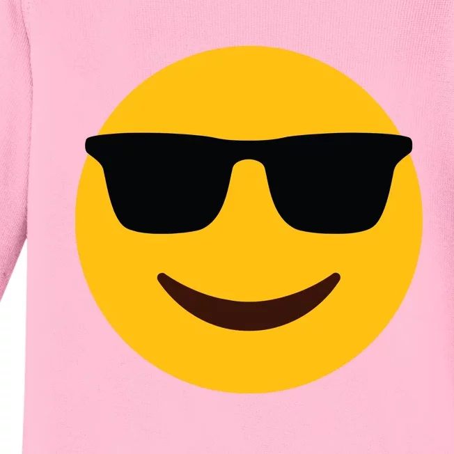 Smiling Emoticon Face With Sunglasses Baby Long Sleeve Bodysuit