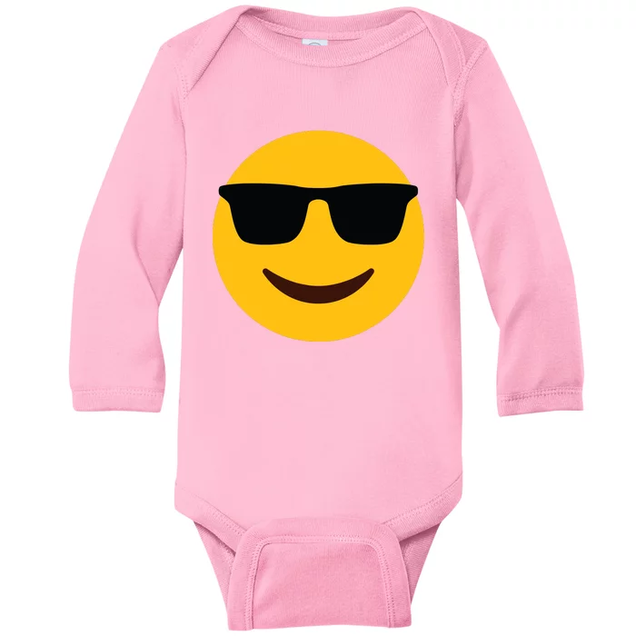 Smiling Emoticon Face With Sunglasses Baby Long Sleeve Bodysuit