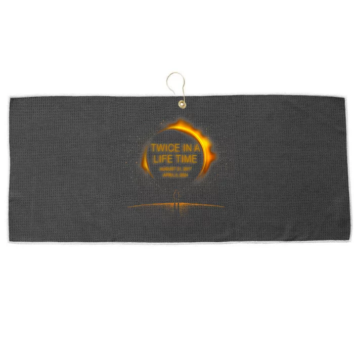 Solar Eclipse Funny Twice In Lifetime 2024 Solar Eclipse Large Microfiber Waffle Golf Towel