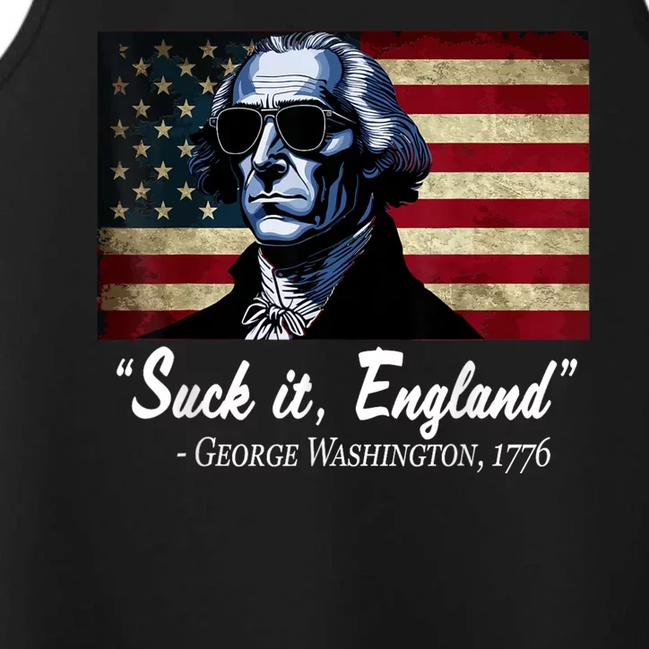 SUCKIT ENGLAND Funny 4th Of July George Washington 1776 Performance Tank