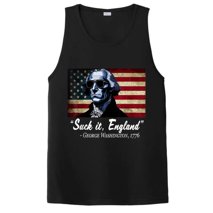 SUCKIT ENGLAND Funny 4th Of July George Washington 1776 Performance Tank