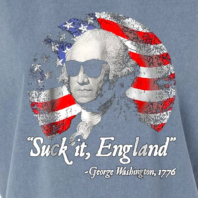 SUCKIT ENGLAND Funny 4th Of July George Washington 1776 Garment-Dyed Women's Muscle Tee